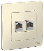 Розетка компьютерная с рамкой Systeme Electric Blanca 2-м. RJ45+RJ45 5e молочный картинка